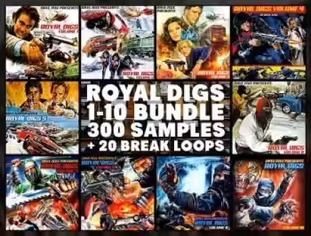Dave Zeke Royal Digs Volumes 1-10 BUNDLE (300 Prechopped Samples + 20 BONUS Break Loops) [WAV] - Sample Pack Artwork