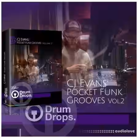 DrumDrops CJ Evans Pocket Funk Vol.2 Loops and Hits Pack and Multitrack [WAV] - Sample Pack Artwork