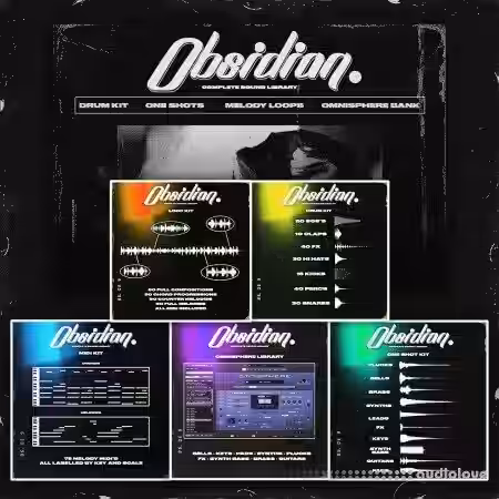 ProdbyJack Obsidian Complete Sound Library [WAV, MiDi, Synth Presets] - Sample Pack Artwork
