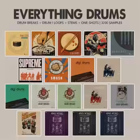 Retro Loops Everything Drums (One-Shots and Drum Breaks) [WAV] - Sample Pack Artwork