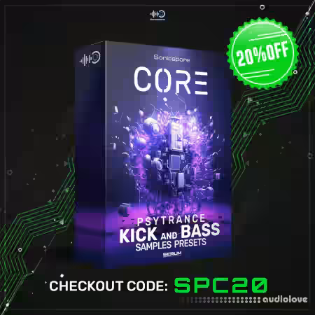 Sonicspore CORE Psytrance Kick and Bass [WAV, Synth Presets] - Sample Pack Artwork
