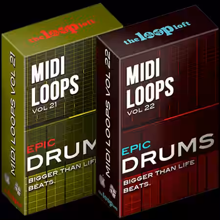 The Loop Loft Epic Drums Vol 1 and Vol 2 - MIDI Drum Loops [MiDi] - Sample Pack Artwork